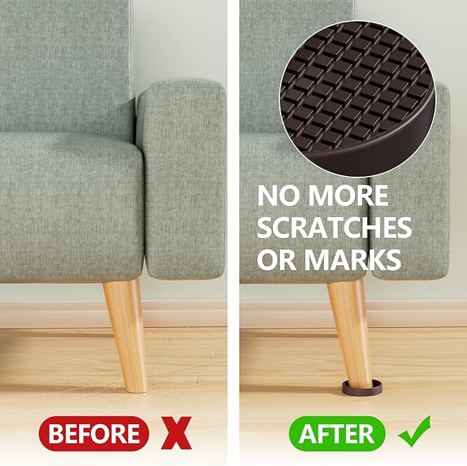 Non Slip Furniture Pads - 2" Anti Skid Caster Cups, 16PCS Round Furniture Coasters for Hardwood Floors, Anti Slide Furniture Cup Bed Couch Floor Protectors,Furniture Stoppers to Prevent Sliding(Brown)