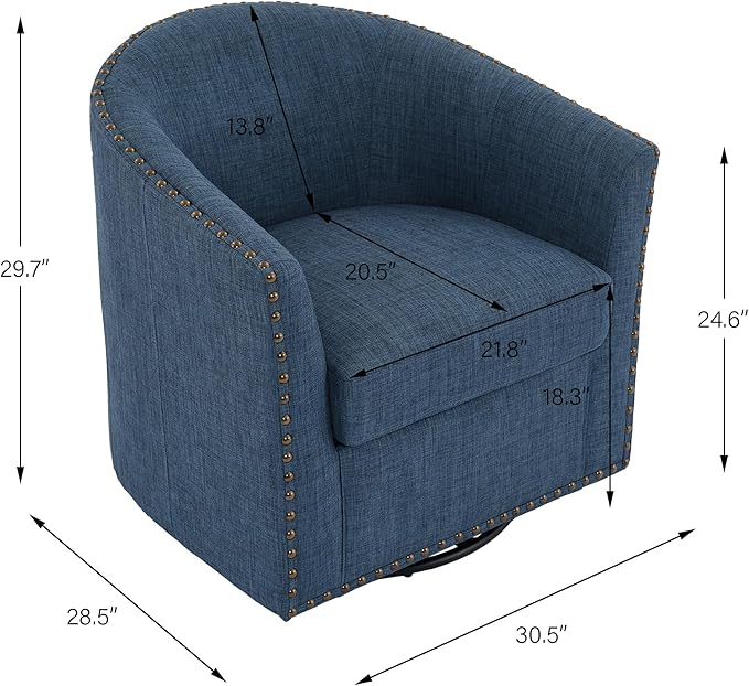 DREAMSIDEA Swivel Barrel Accent Chair, Modern Round Small Reading Armchair for Living Room Bedroom (Blue, Set of 2)