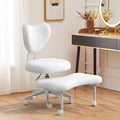 Meditation Chair with Lumbar Support, Ergonomic Floor Sitting Chair Adjustable Height, Cross Legged Chair for Office, Yoga & Mindfulness, Cushioned Seat with Wheels (Beige)