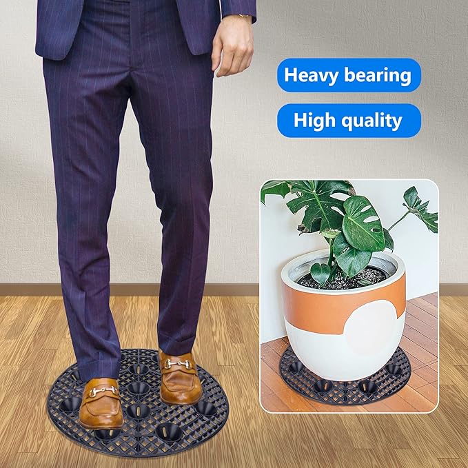 LFUTARI 6Pack Large 15" Plant Level Pot Elevator, Heavy Duty Plant Stands, Plant Pot Saucer for Prevent Rot and Damage on Patio & Deck (40cm-6pcs, Black)