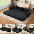 100" Oversized Convertible Sleeper Sofa Bed, Modular Sectional Cloud Sofa with Fixed-Shape Frame & Tabletop, Boneless Couch with Storage Pocket for Living Room, No Assembly Required, Black
