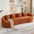 110.2" Curved Boneless Couch, Oversized Cloud Sofa with 4 Pillows, Modern 4 Seater Modular Sectional Sofa, Boneless Sectional Couches for Living Room, Curved Foam Couch, Orange