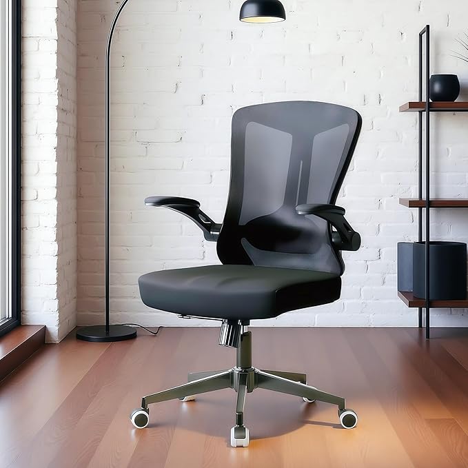 Ergonomic Office Chair - 400LB Comfy Desk Chairs with Lumbar Back Support, Mesh Computer Chairs with Wheels and Arms for Home Office, Study (Black-Without Headrest)
