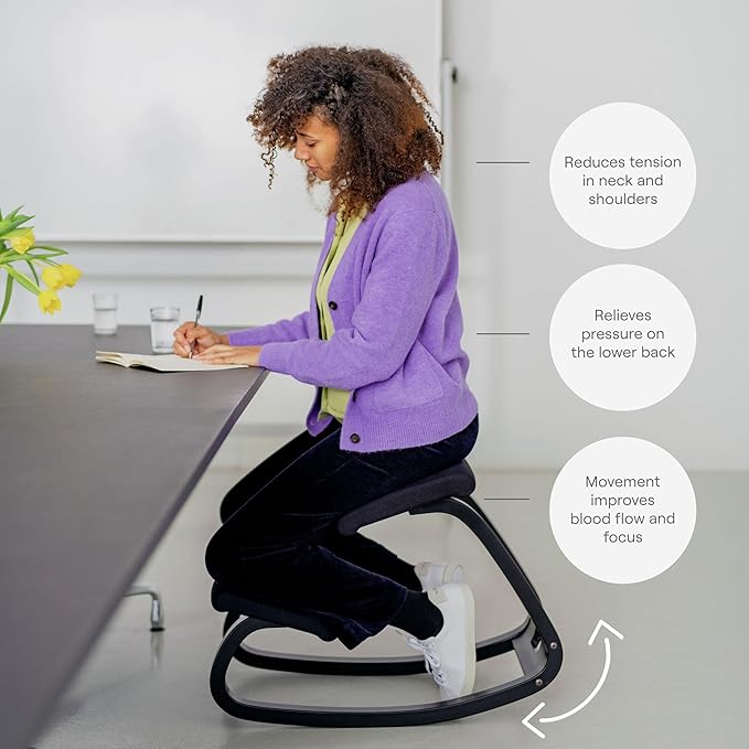 Varier Variable Black/Grey Ergonomic Office Kneeling Chair – Active Sitting, Rocking Seat for Home, Study & Posture Support – 10 Year Quality Guarantee