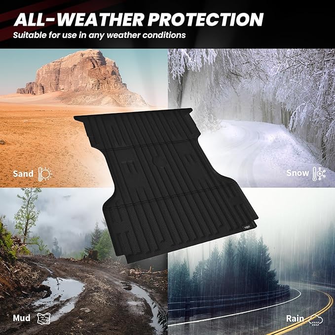 LASFIT Truck Bed Mat for 2009-2016 Ford F250 F350 F450 6.75ft Super Duty 81.9'' Bed Liner(Not fit with Drop-in Bed Liner), TPE 100% All Weather Car Bed Mat for F-250 F-350 F-450,1PCS Black