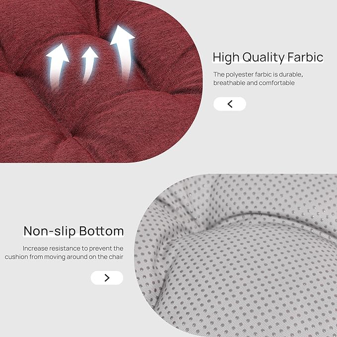 Love's cabin Memory Foam Chair Cushions Set of 4, Outdoor/Indoor Chair Pads for Dining Chairs 4 Pack, Seat Cushions for Kitchen, Dining Room, Office, Patio Chairs, 19"x19"x3.5" Burgundy