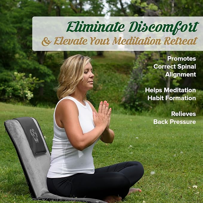 Adjustable Japanese Floor Chair for Adults - Meditation Chair with Back Support for Seating, Yoga & Gaming | Foldable Backjack Floor Chair with 6 Recline Positions, Thick Padding & Vegan