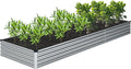 DIIYIV 12x4x1FT Galvanized Raised Garden Bed Kit,Vegetable Boxes-Rectangle Metal Flower Box,Large Planter Raised Beds Outdoor Garden for Planting,Fruit,Herb-Silver