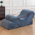 Modular Comfortable and Cozy Bean Bag Chair for Adults, Filled with Memory Foam, Featuring Plush Fabric, with Detachable Footrest & Adjustable Angle for Bedroom, Living Room and Nursery(BlueGray)