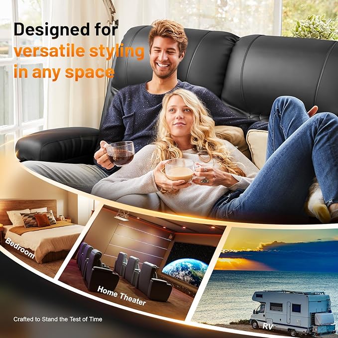 FURNIMAT Recliner Sofa Set with 3+1+1 Pieces in Living Room, 3 Seater Reclining Sofa with Flip Back Console, 2 Recliner Chair with Vibration Massage and Heat Single Sofa Seat