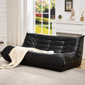 Hobestluk Bean Bag Chair Giant Bean Bag Sofa 3 Seater Bean Bag Chairs for Adults, Loveseat Floor Chair, Leather Bean Bag Chairs for Living Room Bedroom Office (Black, 3-Seater)