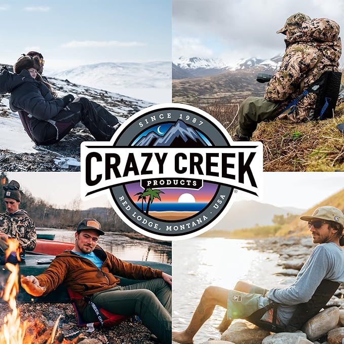 Crazy Creek Original LongBack Chair, Portable Chair for Camping and Stadiums, High Density Foam Cushion, Comfortable and Adjustable Back Support, Lightweight and Foldable, Blue