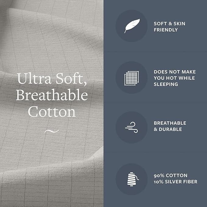 GroundLuxe Organic Fitted Grounding Sheet in Light Gray for a Twin XL Size Bed