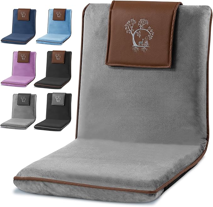 Japanese Meditation Floor Chair with Back Support for Adults - Premium Meditation Chair with Adjustable & Foldable Back for Seating, Yoga & Gaming — Folding Backjack Chairs with Backrest for Adults