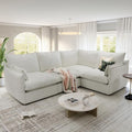 Lopzeho Cloud Modular Sectional Sofa, Waterproof Down Filled Sectional Sofas, High Backrest 4 Seater Sectional Couches for Living Room, Modern Modular Couch with Removable Cover, Cream White