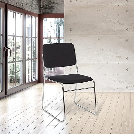 OEF Furnishings Padded Signature Stack Chair, Black