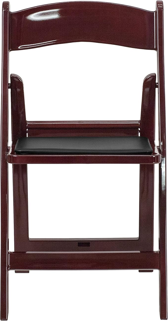 EMMA + OLIVER Folding Chair - Red Mahogany Resin – 4 Pack 800LB Weight Capacity Comfortable Event Chair - Light Weight Folding Chair