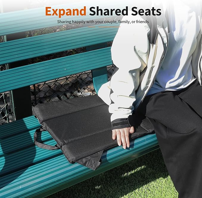 CAMPHILL 2PCS Portable Stadium Seat Cushion for Bleachers,Folding Lightweight Seat with Backrest,Adjustable Straps,Ideal for Camping,Hiking,Sports Events,Outdoor Concerts