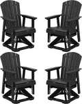 SERWALL Adirondack Swivel Glider, HDPE Glider Set of 4 for Outdoor, All-Weather Glider Rocking Chair for Porch, Balcony, Black