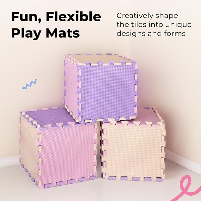 MioTetto Baby Play Mat, Soft Foam Floor Tiles for Kids. Adjustable Interlocking Foam Tiles, Fits with 74x74 Playpen Baby mat for Crawling & Development, Safe & Non-Toxic Playmat for Babies 6-12 Months
