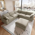 160.6'' Cloud Modular Sectional Sofa,Down Filled Comfort V Shaped Sofa Couch for Living Room,Minimalist Wide Deep Seat Convertible Couches for Office Apartment,4 Seater & 1 Corner+1 Ottoman (Khaki)