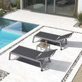 PURPLE LEAF Outdoor Chaise Lounge Set for 2 Oversized Pool Lounge Chairs with Easy-to-Move Wheels and Adjustable Backrest Extra Large Patio Loungers for Poolside Deck Beach Yard Table Included, Grey