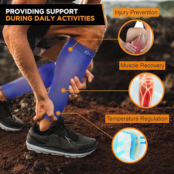 Doc Miller Compression Calf Sleeve for Men & Women – 20-30mmHg Graduated Support for Running, Shin Splints, Calf Strain – Knee High, Small to 6XL Plus Size