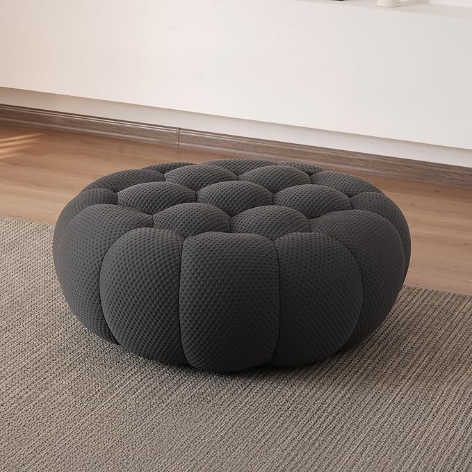 JACH Modern Lazy Floor Ottoman, 41.24'' Bubble Footstool, Upholstered Mesh Fabric Bubble Couch Sofa, 3D Honeycomb Shape Ottoman for Living Room/Office/Apartment/Small Space (Grey)
