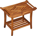 Luxury Teak Shower Bench Stool Seat Chair with Leveling Feet, Waterproof, Teak Oil Finish, Large, 25x19x14, for Bathroom, Spa, Sauna, Pool Deck, Patio, Garden, RV, from Our Diamond Collection