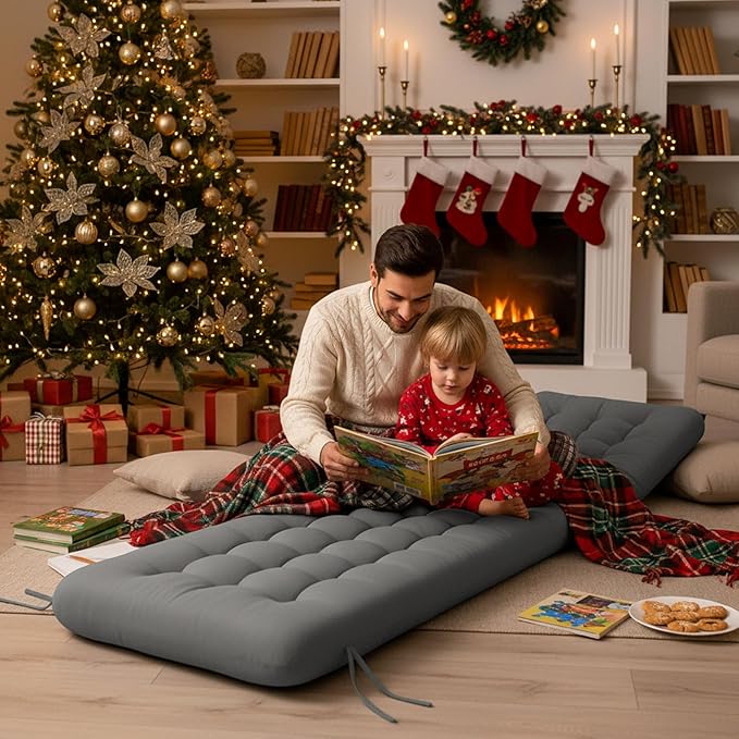 Vercraft Long Floor Cushion Large Floor Cushion with Brushed Cotton 74.8 x 27.5 x 3.15 in Jumbo Lounger Pillow for Outdoor Indoor Bay Window Meditation Yoga Reading Sleeping (Dark Gray)