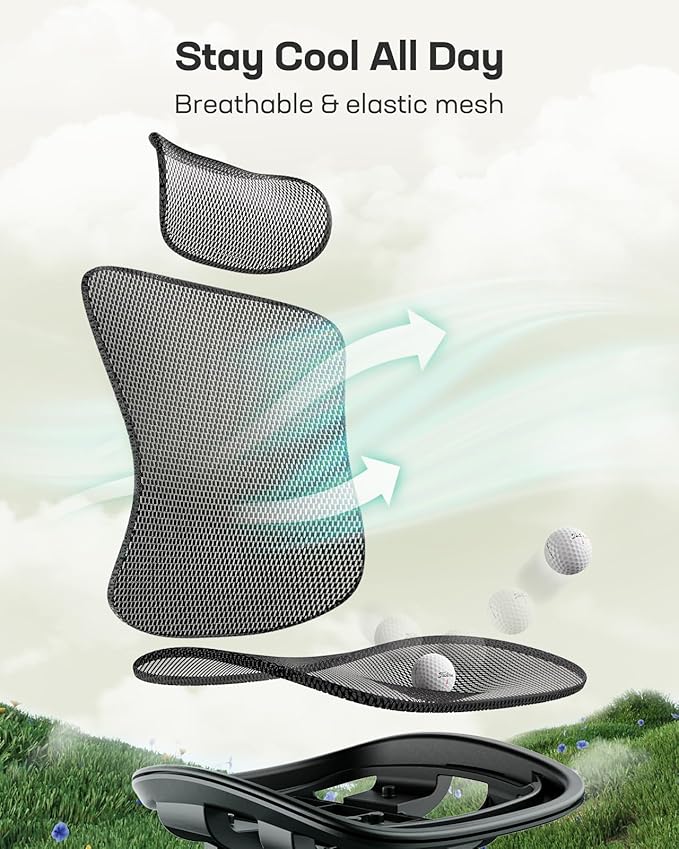 Marsail Ergonomic Mesh Office Chair,Ergonomic Desk Chair with 2D Headrest,Adjustable Lumbar Support & Up and Down Armrest