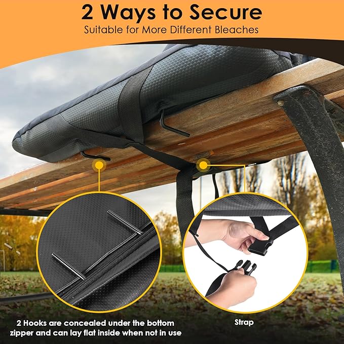 HOPERAN Massage Heated Stadium Seats for Bleachers with Back Support & Lumbar Pillow, 3 Level Heating & 6 Modes Massage Portable Heated Stadium Chairs for Bleachers