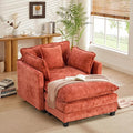 SoarFlash Chenille Sectional Sofa, Comfy Modular Single Sofa with Ottoman, Modern Recliner Deep Seat Sofa Set for Living Room,Orange