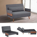 CITTANEO 45" Convertible Sleeper Chair, 3-in-1 Chair Bed Sleeper for Adults with 3-Position Adjustable Backrest, Pillow & Wooden Arms, Loveseat Sofa Bed for Small Space, Living Room, Gray