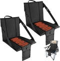 CAMPHILL 2PCS Portable Stadium Seat Cushion for Bleachers,Folding Lightweight Seat with Backrest,Adjustable Straps,Ideal for Camping,Hiking,Sports Events,Outdoor Concerts