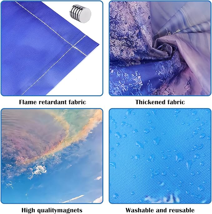 8 Pcs Fluorescent Light Covers - 4 x 2 Feet Covers for Ceiling Lights, Magnetic Light Filters for Classroom, Office, Hospitals, Home (Blue Sky - Rainbow)