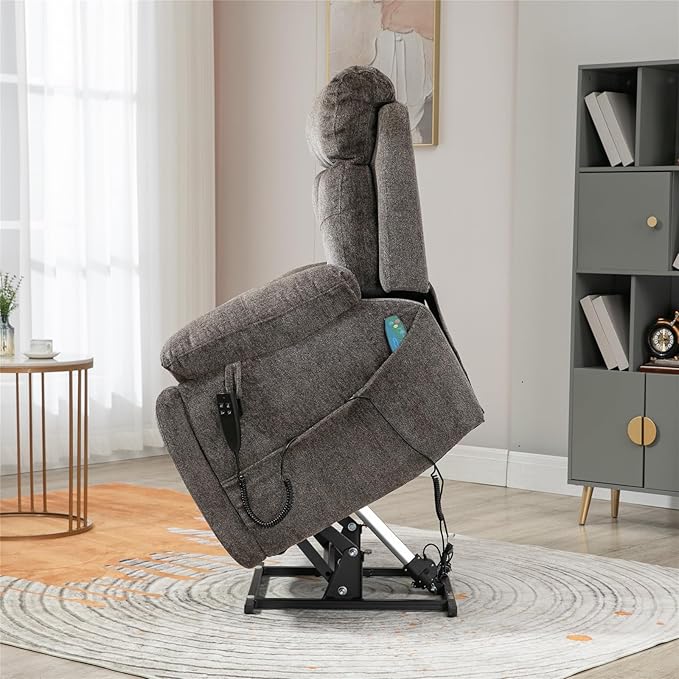 Oversized Lift Chair Heated Vibration Recliner with Massage and Hidden Cup Holder, Power Lift Recliner Chair for Elderly, Big Man 400lbs, Lay Flat Recliner Chairs Extra Wide for Sleeping