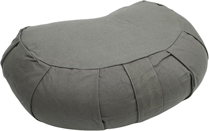 ZJchao Half Moon Meditation Cushion Filled with Buckwheat Hulls and Cotton Cover Yoga Meditation Pillow for Floor Sitting Comfortable Support for Home Office Outdoor Use Size