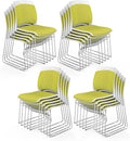 VINGLI Stackable Chairs Set of 20, Stacking Office Chairs with Metal Sled Base, Ergonomic Plastic Padded Seat & Back, Capacity 350lbs, Stacking Chairs for Waiting Room Break Room Banquet Guest, Green