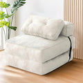 tantohom Folding Sofa Bed, Convertible Sleeper Chair with Pillow Foldable Mattress with Back Support,Space-Saving Sofa for Living Room,Bedroom (White)