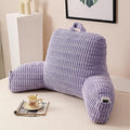 PAJEO Reading Pillow for Sitting in Bed, Large Backrest Reading Pillow with Arm Rest,Back-Rest Support Cushion for Sit Up on Couch, Sofa, and Floor (Light Purple Corduroy, Standard(17"))