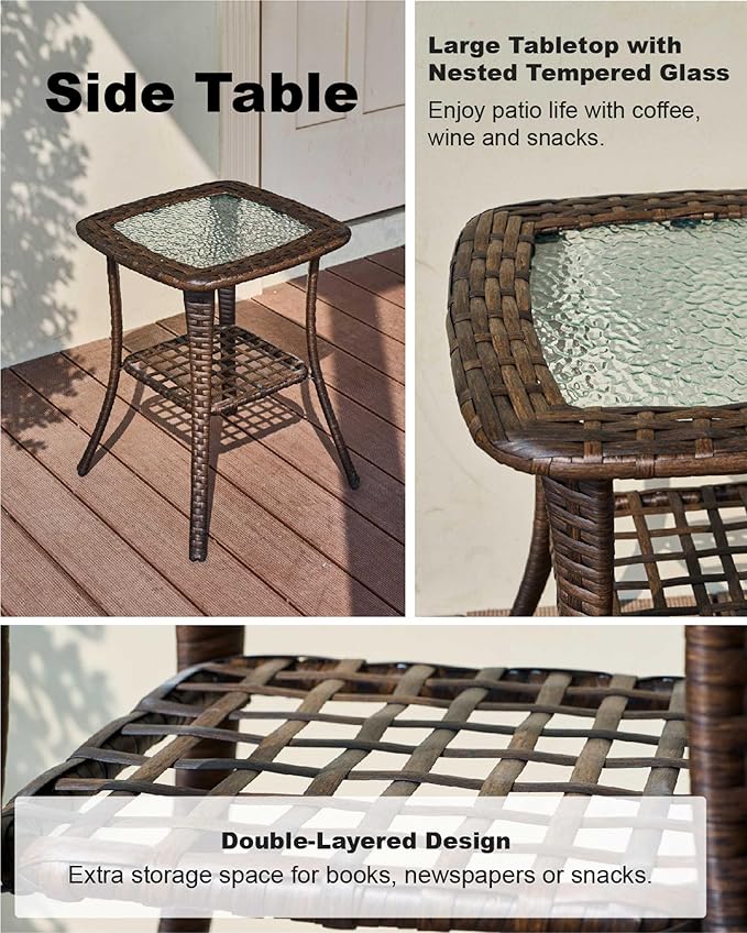 HILLGA Luxury Patio Furniture Set with 6-inch Thick Cushion, Outdoor High Back Swivel Rocker Patio Chairs, 6PCS Wicker Conversation Set for Deck Yard and Poolside, Burgundy (V2)