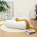High-end Togo Bean Bag Chair, Fireside Chair with Pure White Jacquard Fabric Cover, Comfy & Soft Lazy Floor Lounge Sofa for Bedroom, Living Room, Office or Salon