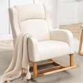 HCHAIRH Rocking Chair Nursery, Nursing Rocking Chairs for Mom Nursery, Comfy Wingback Glider Rocking Armchair with Foot Rest and Side Pocket for Nursery Living Room Bedroom, Beige