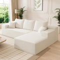 HYJT-H&K Modular Sectional Sofa Cloud Sectional Couch, 107" Comfy Fluffy L Shaped White Couches for Living Room Deep Seat Memory Foam Plush Corduroy Boneless Couch Sectionals Right Facing Chaise Sofa