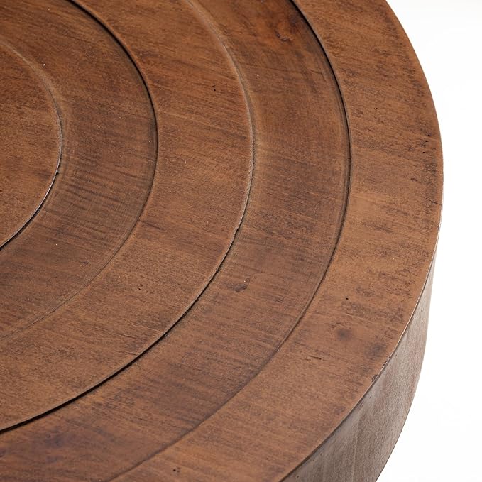 SUNBURY Round Coffee Table, Nesting Tables with Concentric Circle Pattern, Mid Century Modern Coffee Table Set for Living Room Bedroom, 31.5"x16" and 21.8"x20"