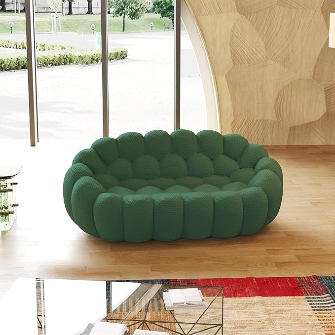 JACH 78.74'' Bubble Sofa, Modern Loveseat Couch, Green, Polyester & Sponge, 78.74"L x 42.52"W x 30.71"H