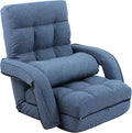 FLOGUOR 42-Position Adjustable Floor Chair, Chaise Lounge Indoor, Folding Lazy Sofa with Armrests and a Pillow Padded Adults Gaming Chairs for Living Room, Bedroom Factory Price, 8803XM (Blue)