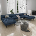 3 Sets 70" Futon Sofa Bed, 4 in 1 Multi-Function Couch Sleeper with Adjustable Backrest, Modern Convertible Futon, Recliner Small Loveseat for Living Room, Blue