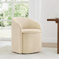 Upholstered Dining Chairs with Casters, Rolling Modern Dining Room Chairs with Hidden Storage & Barrel Backrest, Easy Assembly Accent Chair for Bedroom, Living Room, Dressing, Sand Fabric,1PCS